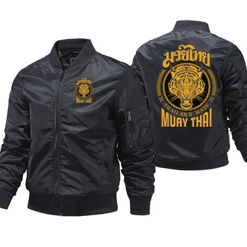 Muay Thai Tiger Bomber Jacket Men Thick Winter Coats Printed Warm Air Pilot Windbreaker Zipper Jackets Hombre Dropshipping