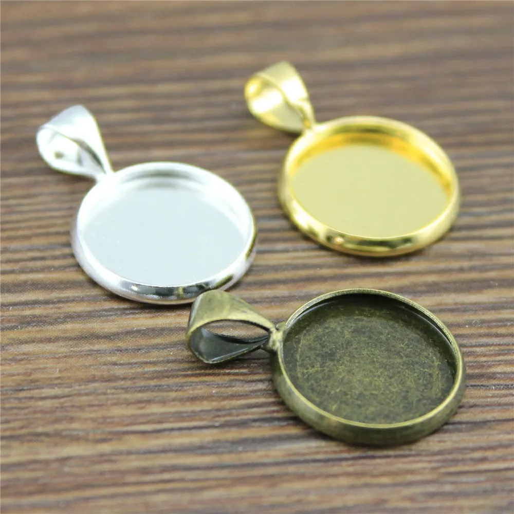 WYSIWYG 10pcs 4 Colors Fit 12mm 14mm Round Glass Cabochon Melon Seeds Buckle Base Setting Charms Pendant Tray