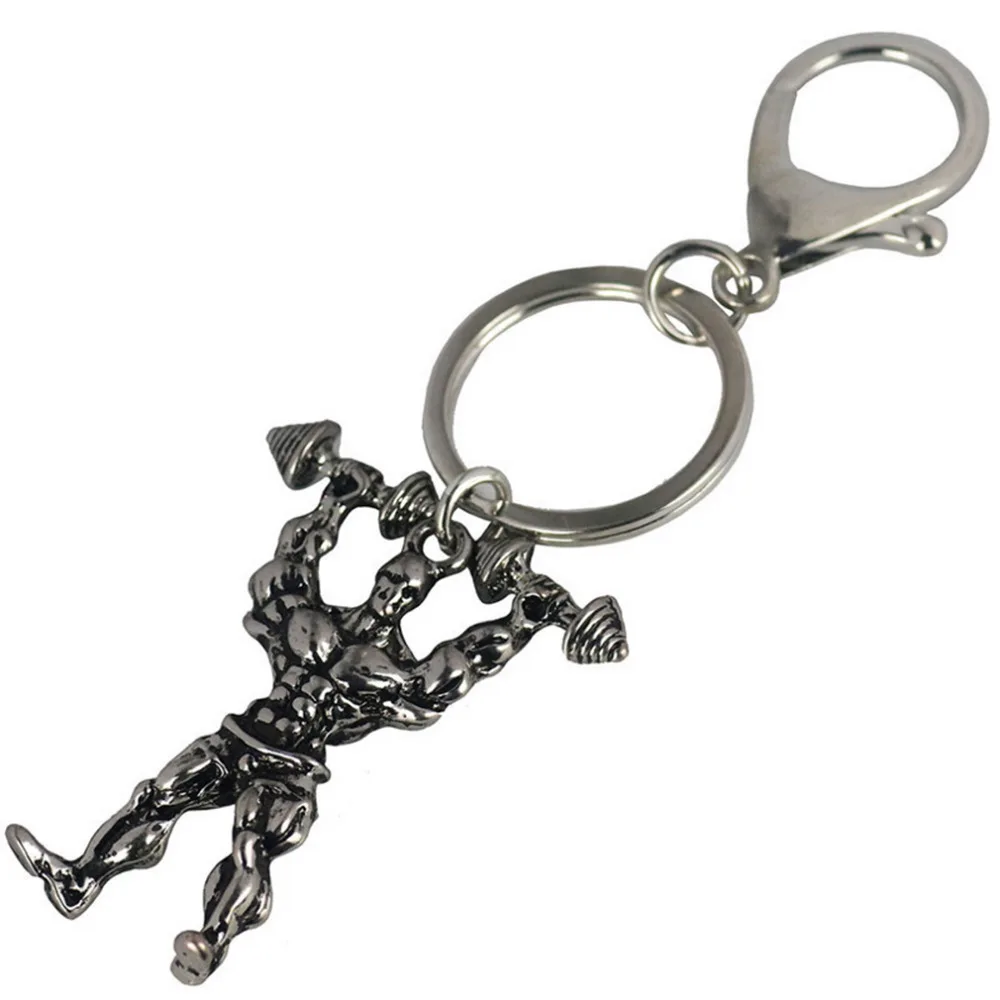 1 PC Alloy Key Chain Strong Man Dumbbell Keychain Men Fitness Bodybuilding Key Chains for Car Wallet Keys Ring Gym Gifts-375842