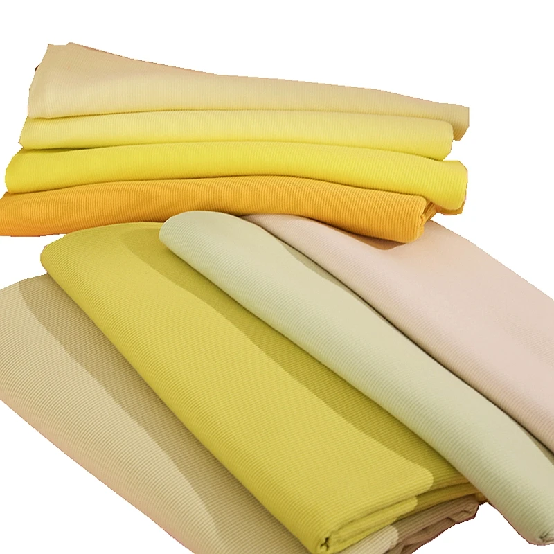 Thin Yellow Rib  Cotton Spandex Fabric By Half Meters T-shirt Dress Sewing Material  50*135cm A0275