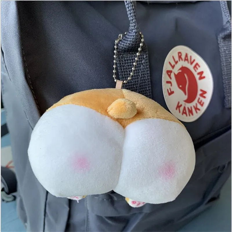 Cute Cat Butt Plush Toys Corgi Pig Butt Keychain Soft Fidget Toys Female Bag Decoration Student Fashion Girls Child Gift