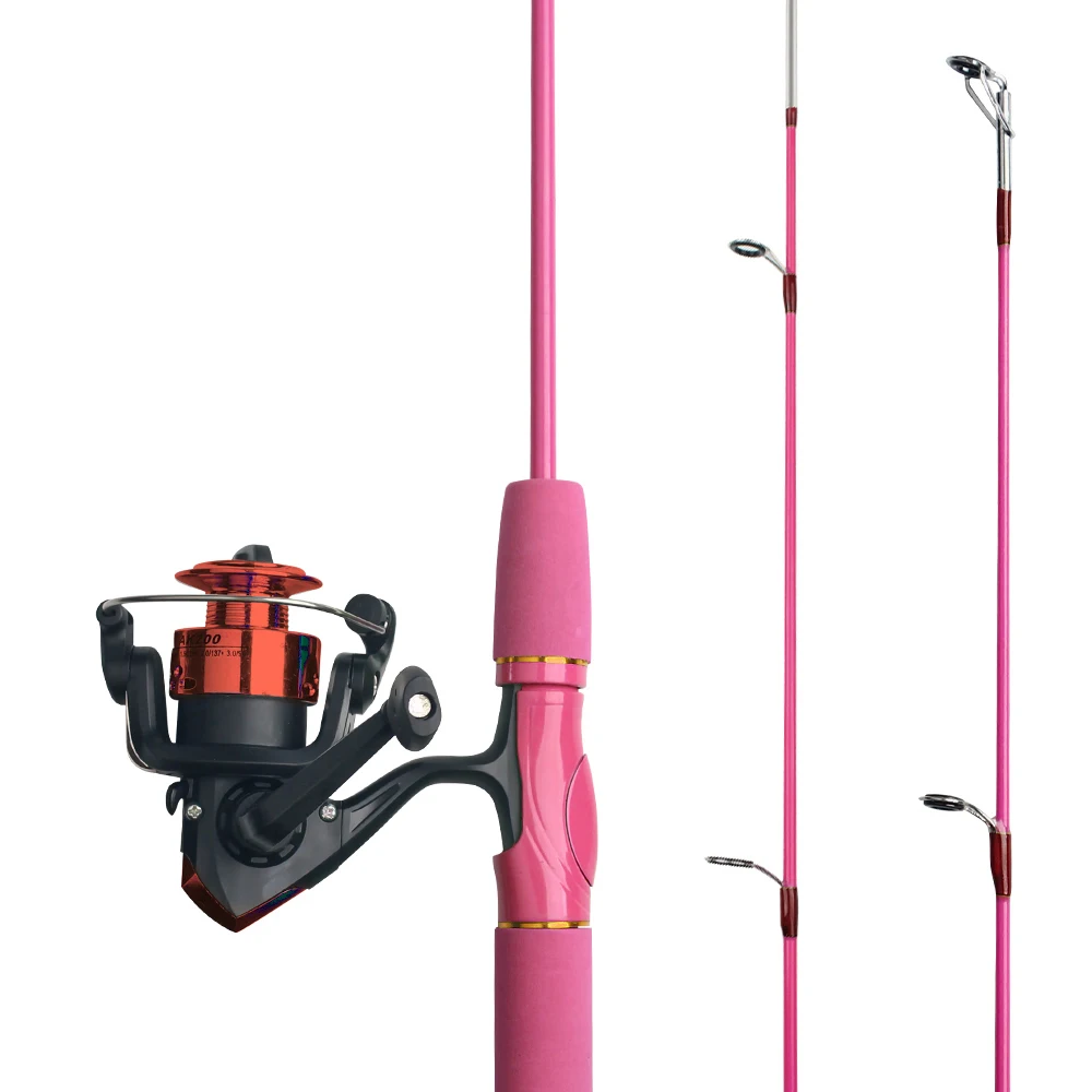 TIANNSII 1.5M Children Fishing Lure Rod Beginner Fishing Pole Cute Rod Include Spinning Reel Pink Green Available Children'sGift