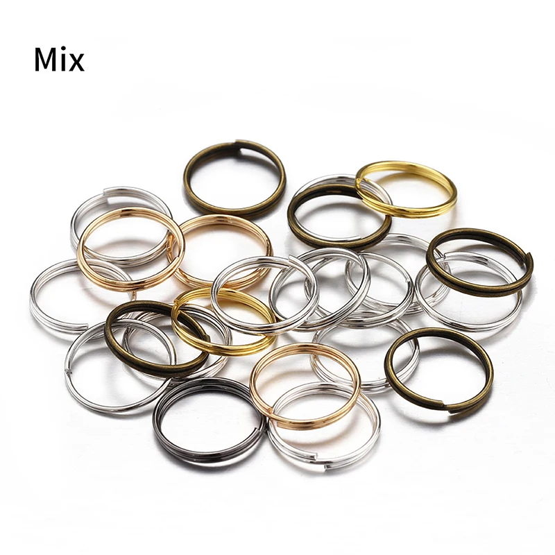 Double Loops Split Rings Conectores para Fazer Jóias, Open Jump Ring, Acessórios DIY, 5mm, 6mm, 7mm, 8mm, 10mm, 12mm, 14mm, 100-200pcs por saco