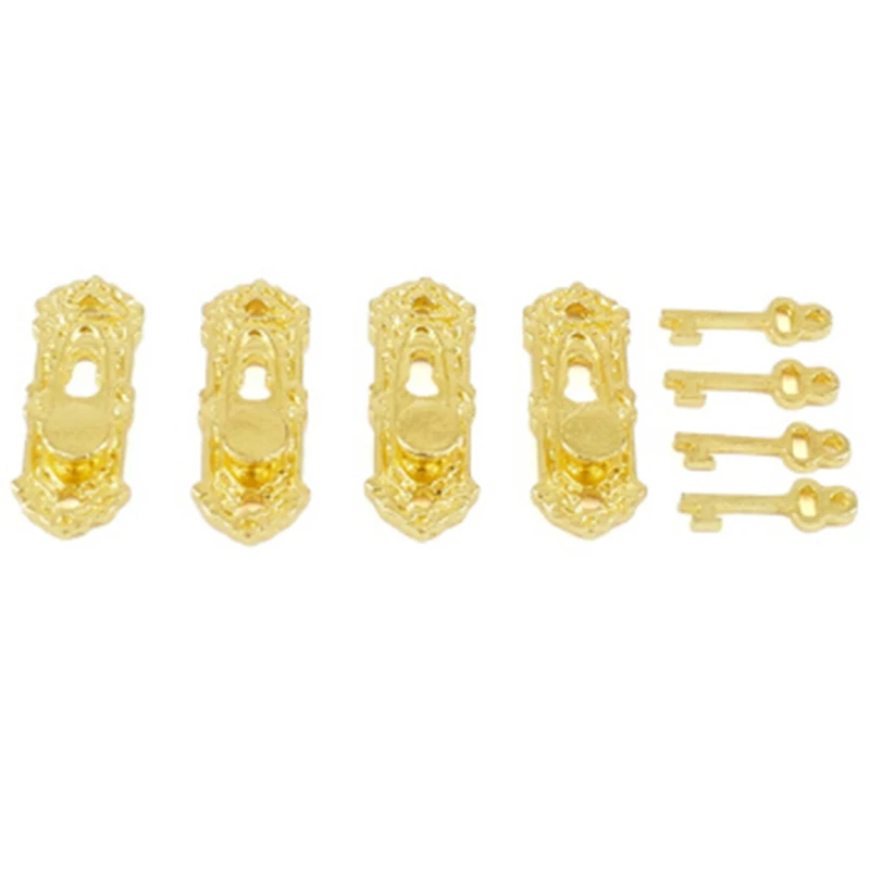 4 Bộ Kim Loại Vintage Nhà Búp Bê Mini Cửa Mini Vali Kéo Móc Khóa Chìa Khóa 1/12 Quy Mô Đồ Phụ Kiện Đồ Chơi Trẻ Em