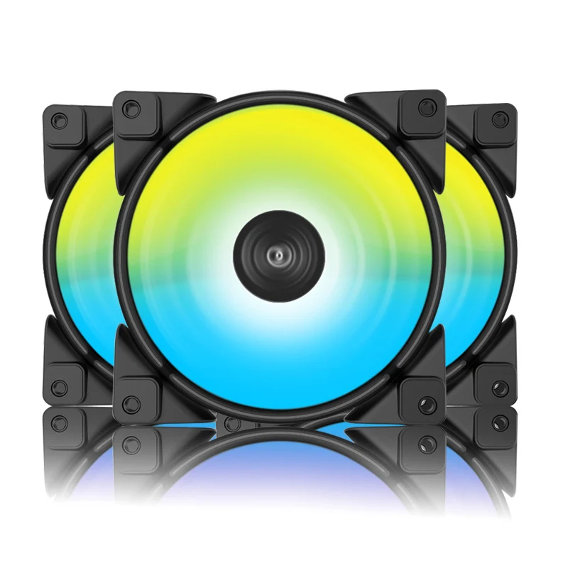 Pccooler 3/Pack Halo Rgb Fan 12Cm 12V & 5V Frgb 3Pin & 4Pin Pwm Stille koelventilator Rgb Chassis Fan Desktop Computer Gastheer Fan