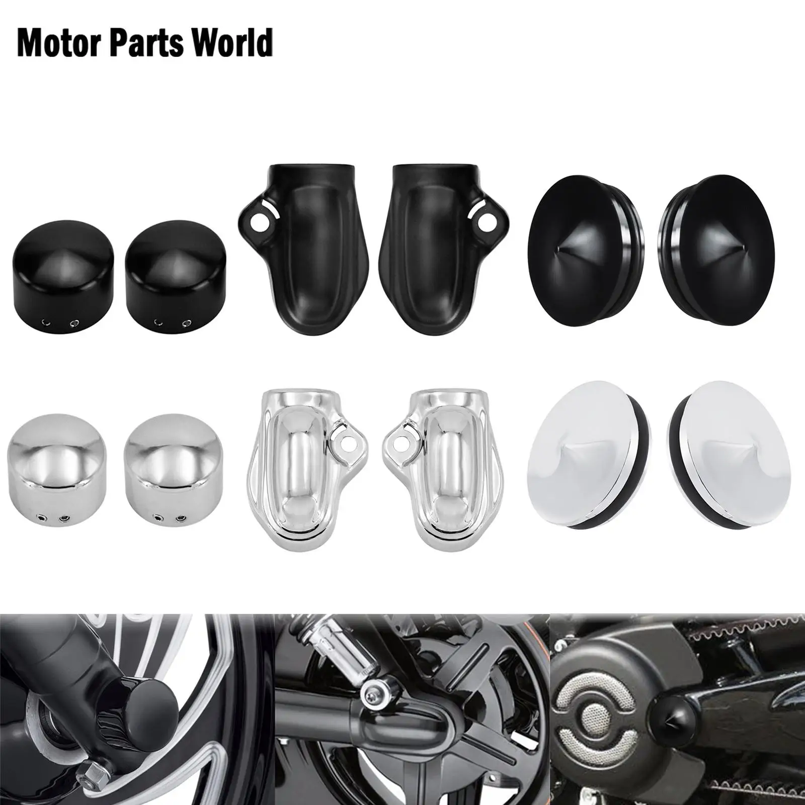 

2xMotorcycle Swingarm Bolts Cover Axle Nut Cap Bolt Axle Cover Wheel Shaft Cap Side Protector Guard For Harley Night Street Rod