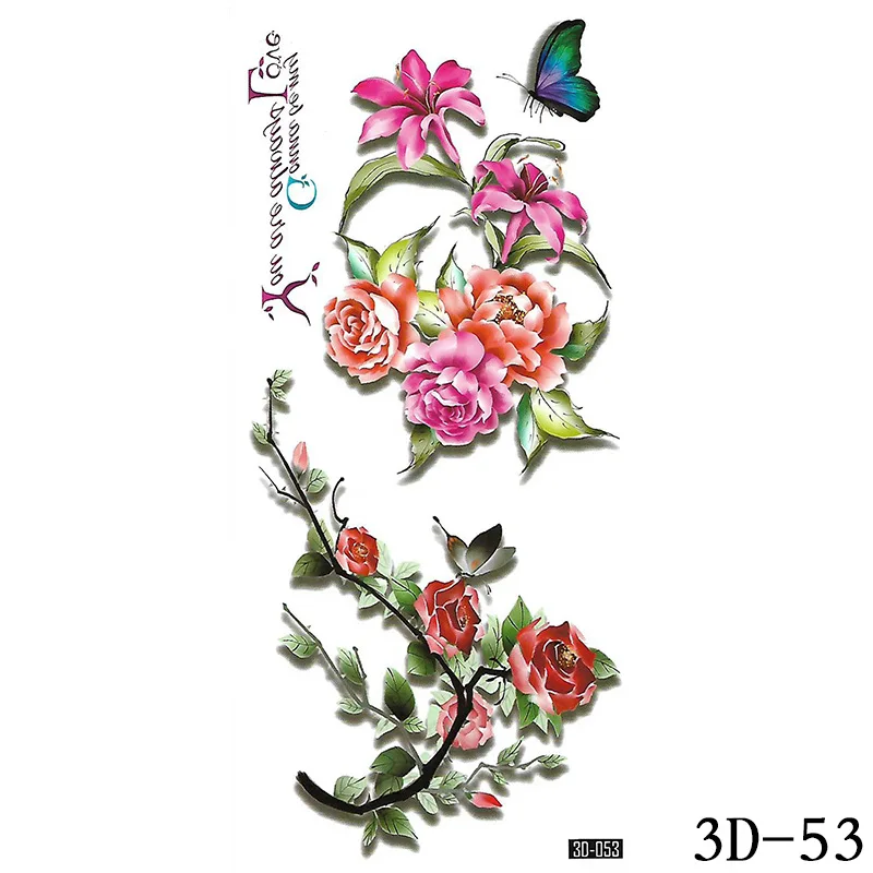 3D Wasserdichte Tattoo Aufkleber Frauen Schmetterling Farbe Druck Sexy Temporäre Tatoo Adesivos Blume Tier Arm Abziehbilder Gefälschte Tattoos