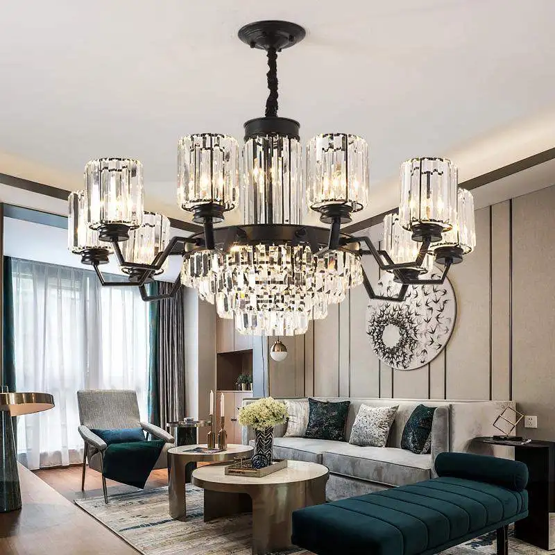 

Led Luxury Crystal Chandelier Home Living Room Iron Crystal Lamp Modern Hotel Hall Dining Island Large Hanging Ceiling Lighting