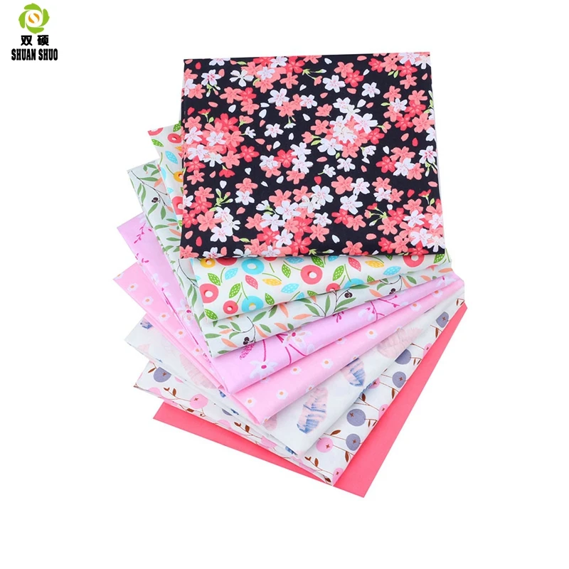 Shuanshuo  8pcs/lot Pink Flora Patchwork Tissue Cottona Fbric Of Handmade DIY Quilting Sewing Baby&Children Sheets Dress 40*50cm