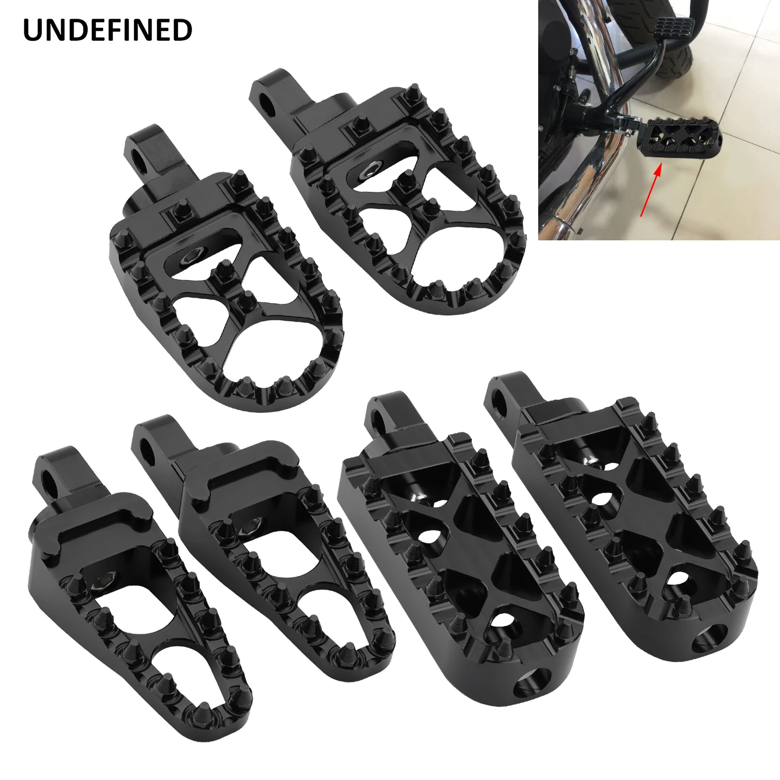 

Motorcycle Foot Pegs MX Wide Footrest Pedals Black Spike for Harley Sportster 883 XL1200 XL883 Softail Blackline Breakout Rocker