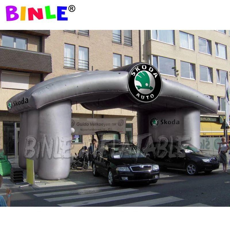 High quality customized giant silvery inflatable arch tent with sun shelter for car exhibition and event