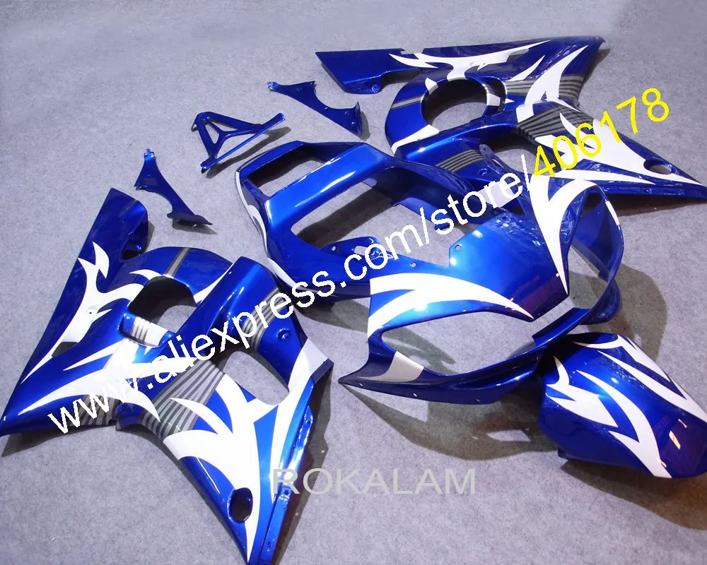 YZF 600 R6 98-02 Motofairing For Yamaha YZF R6 1998-2002 Blue White Bike Body Work Fairing Kit (Injection Molding)