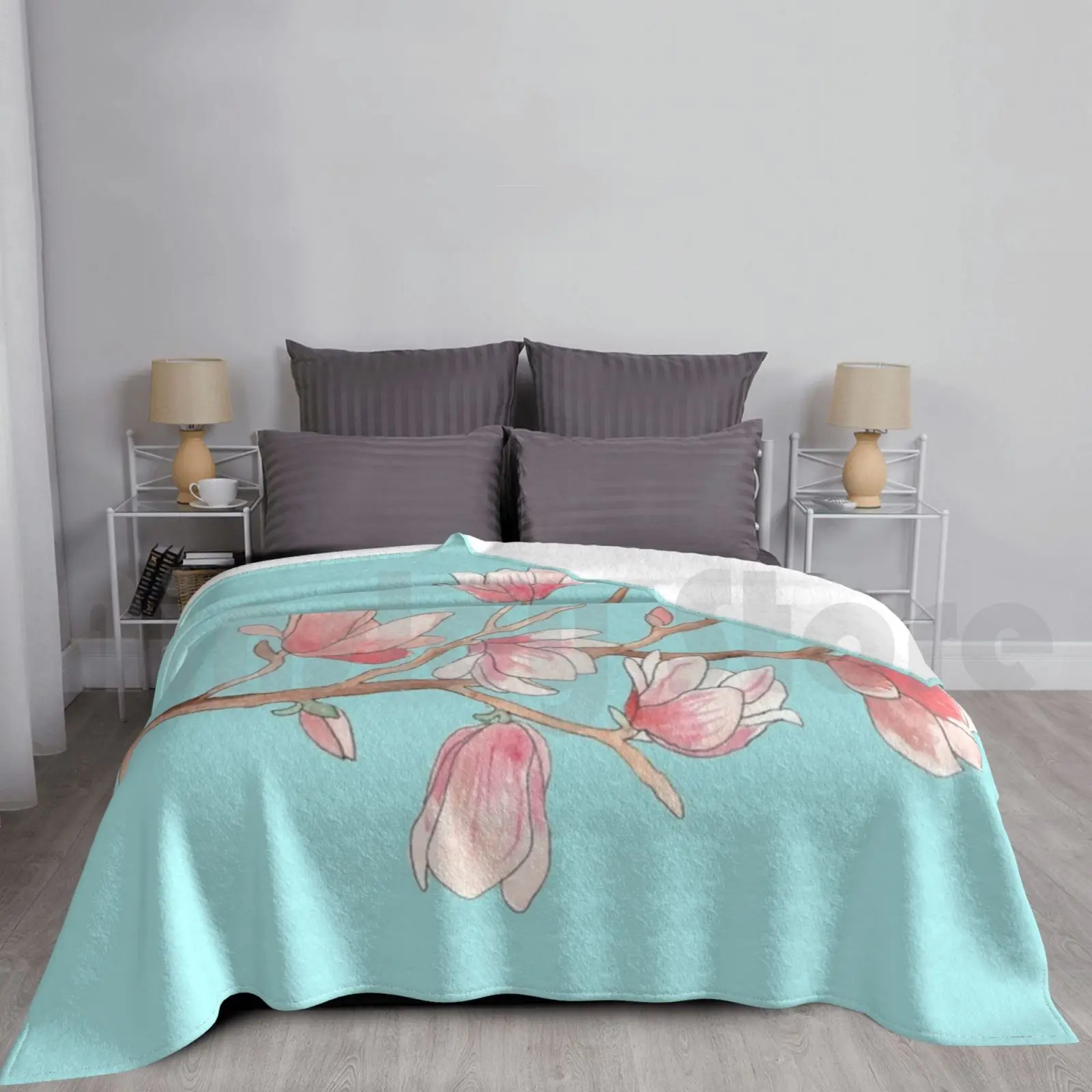 Blanket Watercolour Magnolia 2453 Watercolour Watercolor Magnolia Floral Tree Blossom Flowers