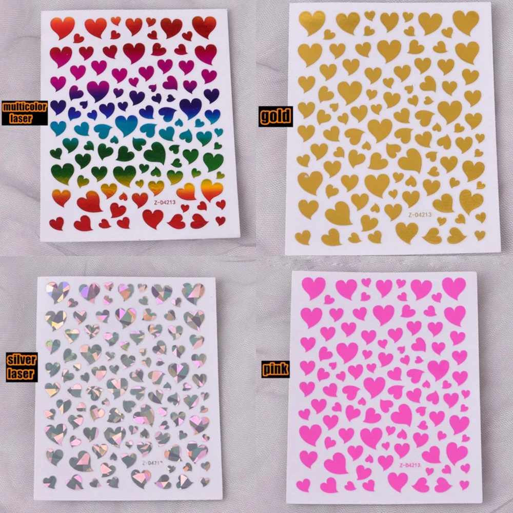 Nail Sticker Love Heart Shape Peach Heart Sticker Holiday Color Graphic Colorful Nail Sticker