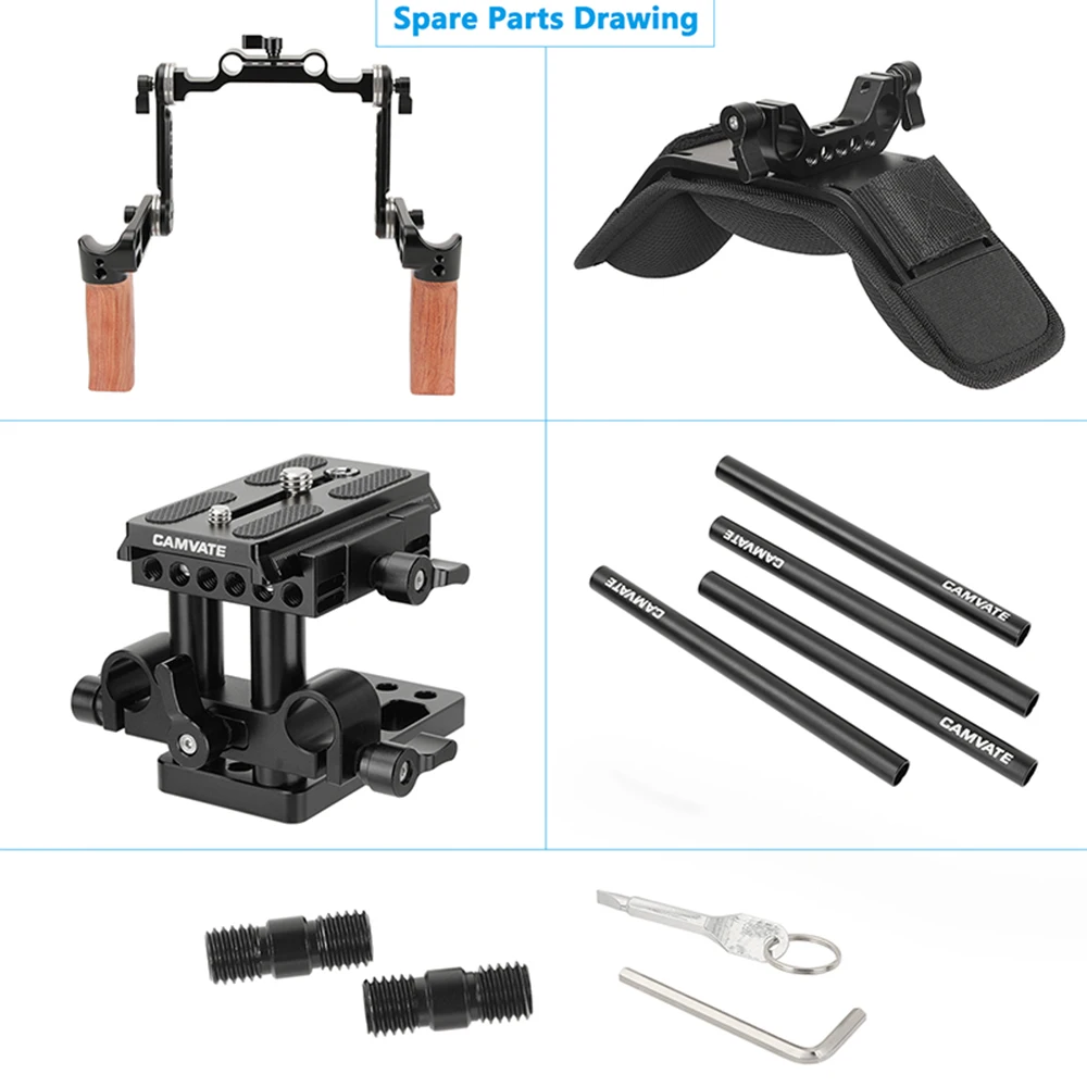 كاميرا CAMVATE DSLR/كاميرا فيديو DV الكتف جبل تلاعب مع لوحة الإفراج السريع وأري روزيت ماجيك الذراع مقبض خشبي