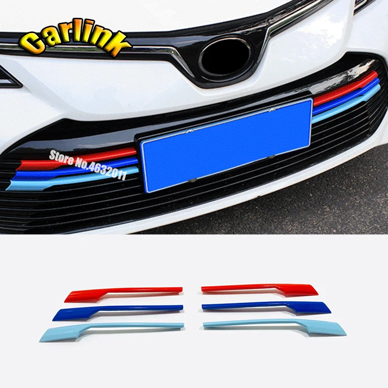 6pcs ABS Car Head Grille Fence Decoration strip Cover Trim Sticker Car styling For Toyota Corolla Sedan 2019 2020 Accessories