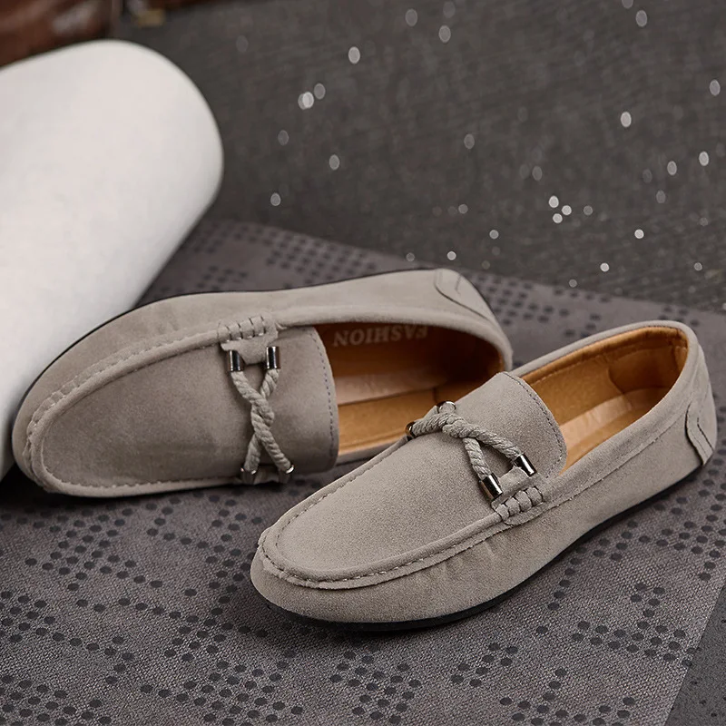 NEW Men\'s Loafers Comfortable Flat Casual Shoes Men Breathable Slip-On Soft Leather Driving Shoes Moccasins 2019 New