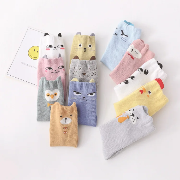 1 Pair Unisex Lovely Cute Cartoon Kids baby Socks Knee Girl Boy Baby Toddler  animal infant Soft Cotton socks 0-3 Y