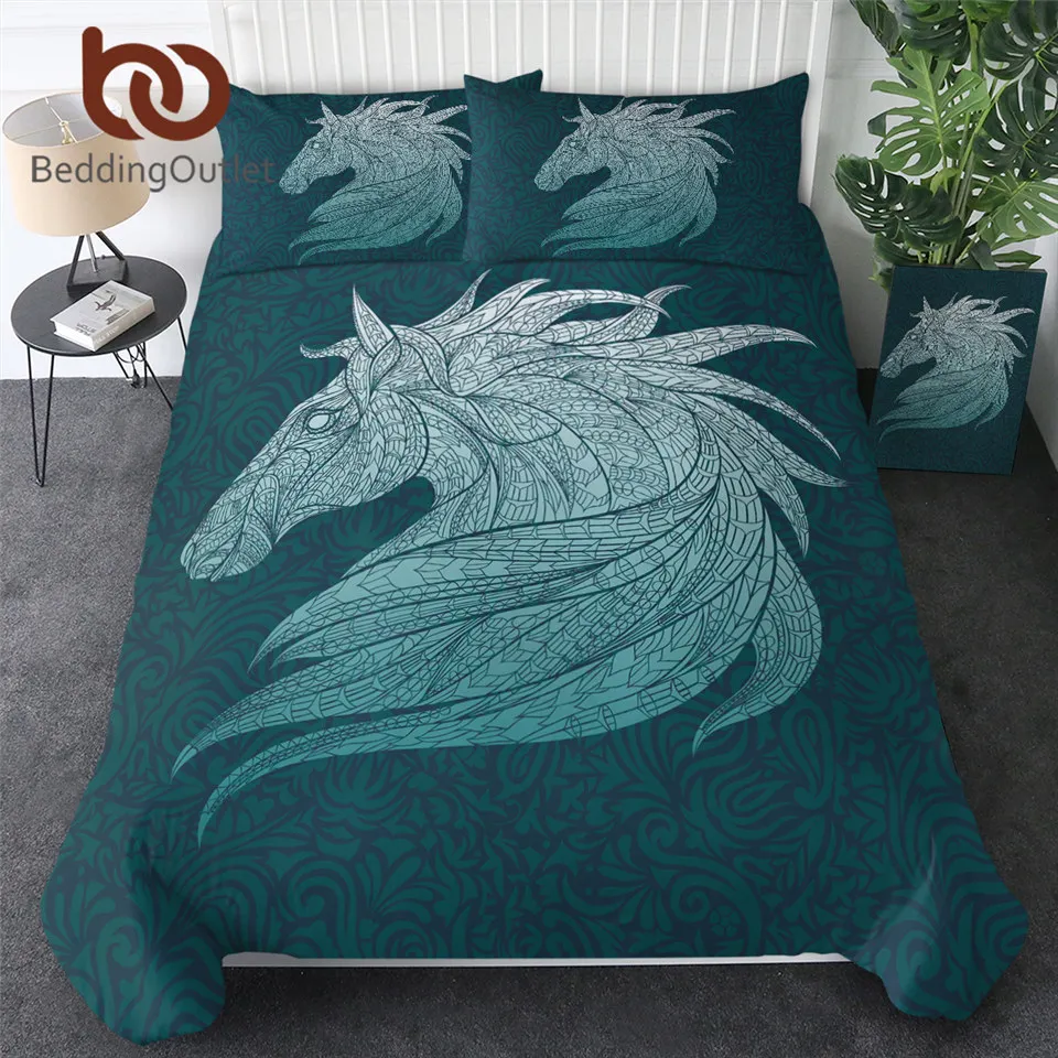 

BeddingOutlet Horse Duvet Cover Set Animal Bedding Set for Kids 3d Print Texture Bedspread Modern Bed Cover Cozy Home Textiles