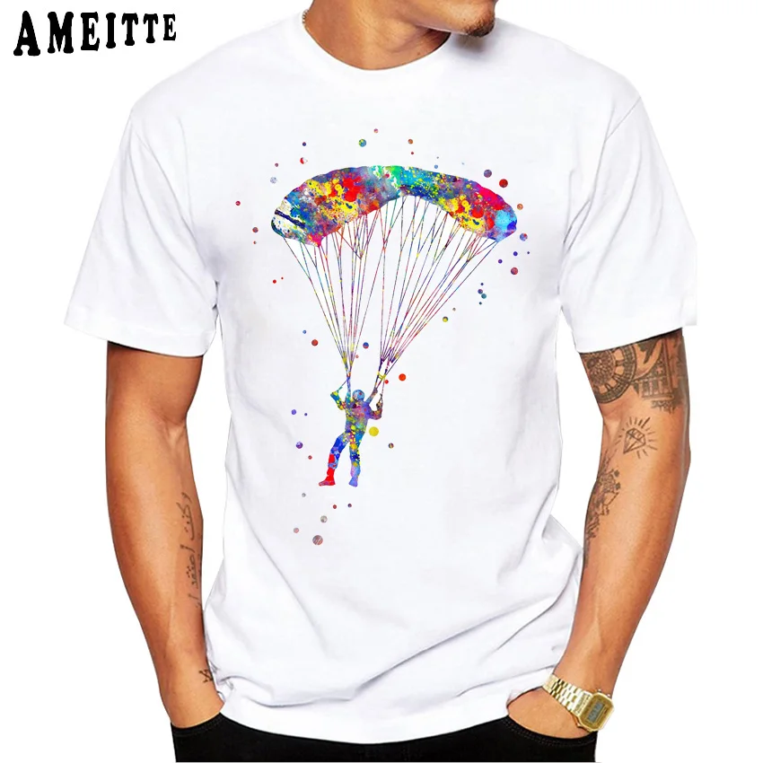 Newest Summer Men Short Sleeve Paraglider Flying Extreme sport Classic T-Shirt Casual Tops Harajuku Skydiving Design Man Tee