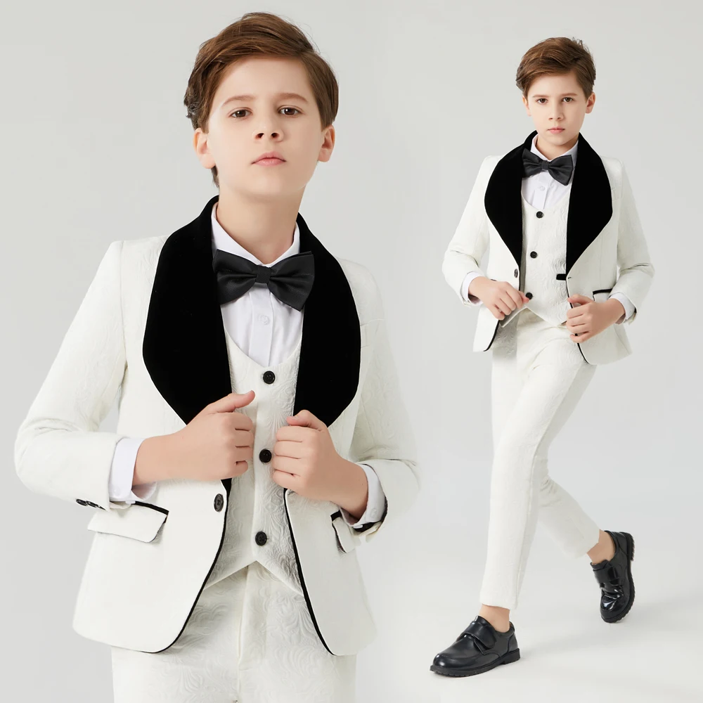 Boy Suits Formal Suit for Boy Costume Boys' white jacquard suit Flower Boys Formal Suit Kids Wedding suit Tuxedo