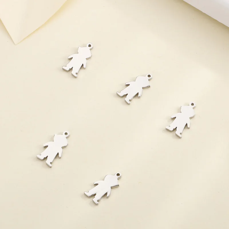 3Pcs/Lot Boy and Girl Pendant Jewelry Making Necklaces DIY Bracelet Family Children Stainless Steel