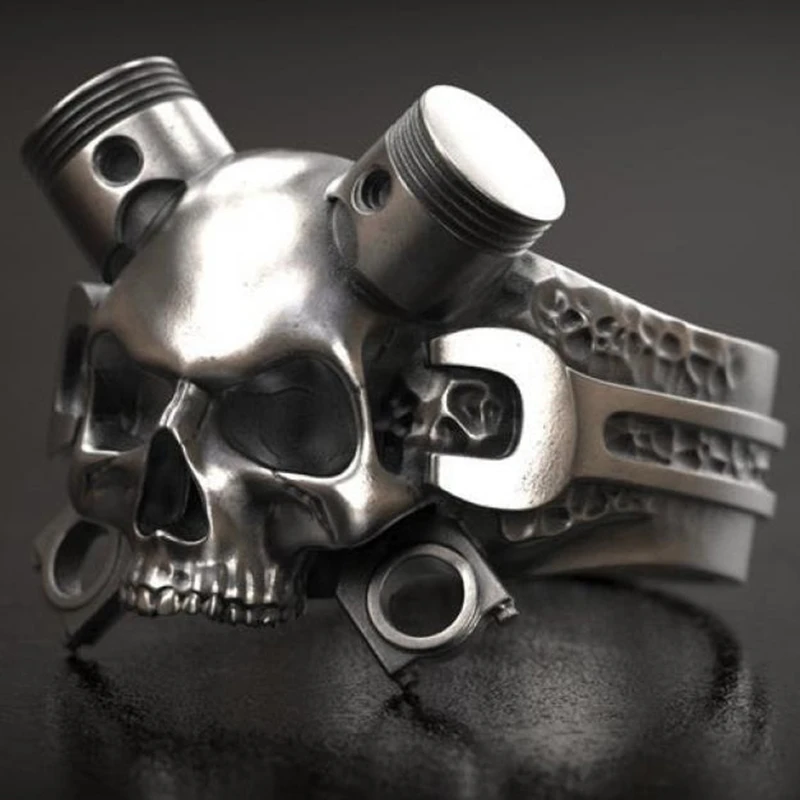 Fashion Personality Trend Steam Skull Ring Men's Hip Hop Rock Party Jewelry Jewelry Gift Free Shipping