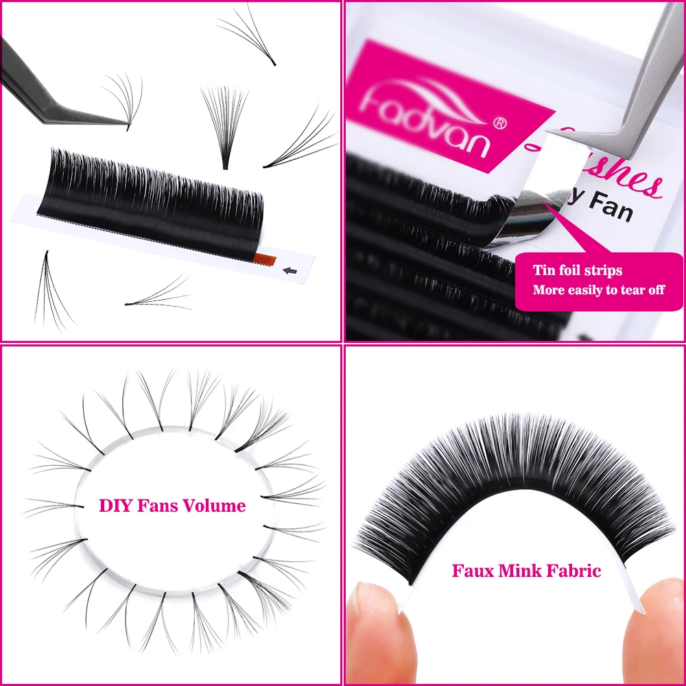 Wholesale 10 Boxes/Lot Easy Fan Lashes Fadvan False Eyelash Extension Super Soft Faux Mink Eyelash Makeup Supplies for Building