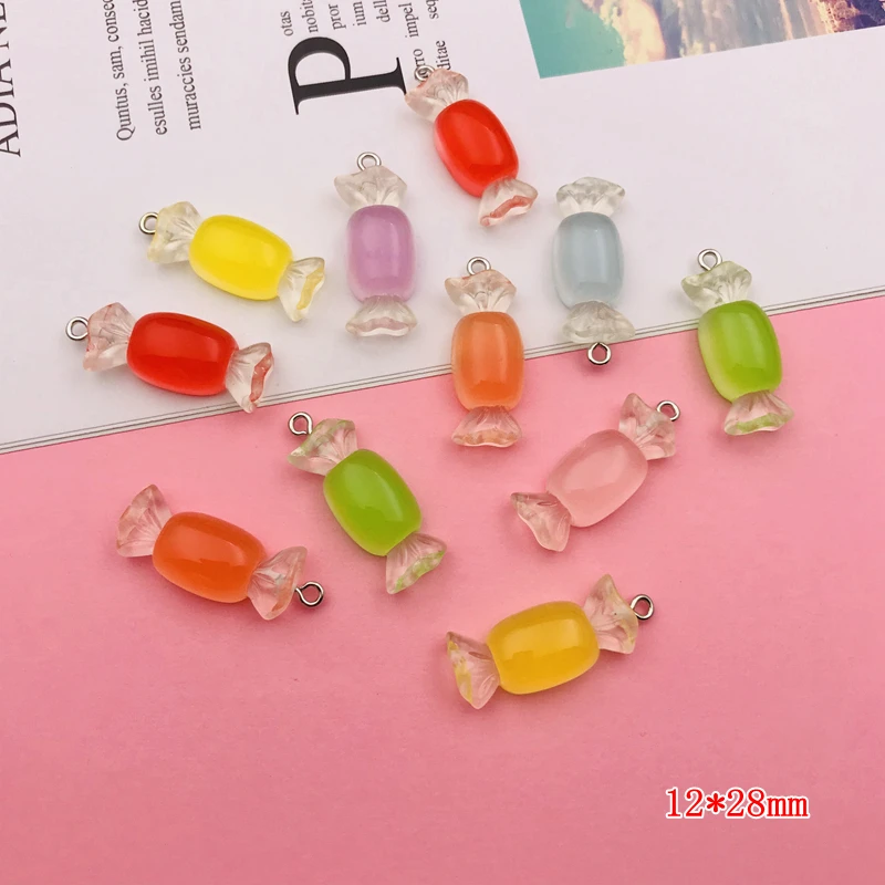 10pcs Hot Selling Resin Kawaii Cute Candy Charm for Keychain, Earring, Scrapbooking, DIY Making, Necklace