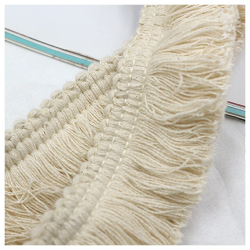 1m Thick Beige Cotton Thread Strip Fringe Lace Trim DIY Clothing Accessories Tassel Clothes Pillow Home Curtain Decoration 3.8cm