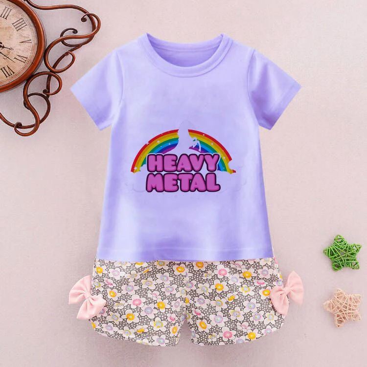 2 Piece Set Baby Girl Clothes Girls Summer Clothes Set Short Sleeved T Shirts Shorts Cute Print Tops Kids Tracksuit Soft Outfit