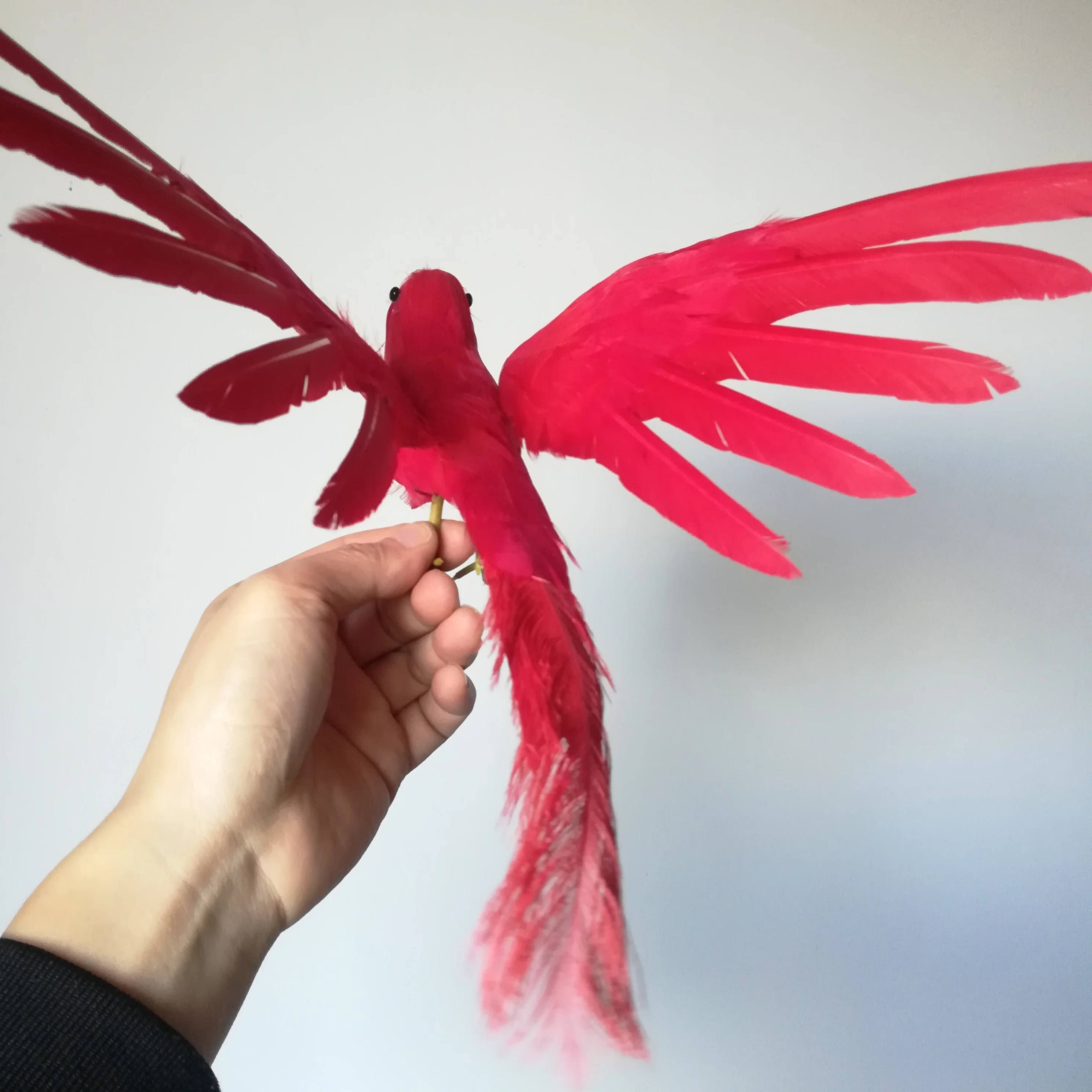 foam&feathers vivid bird red feathers spreading wings bird large 25x20cm pastoral handicraft,garden decoration gift b1435