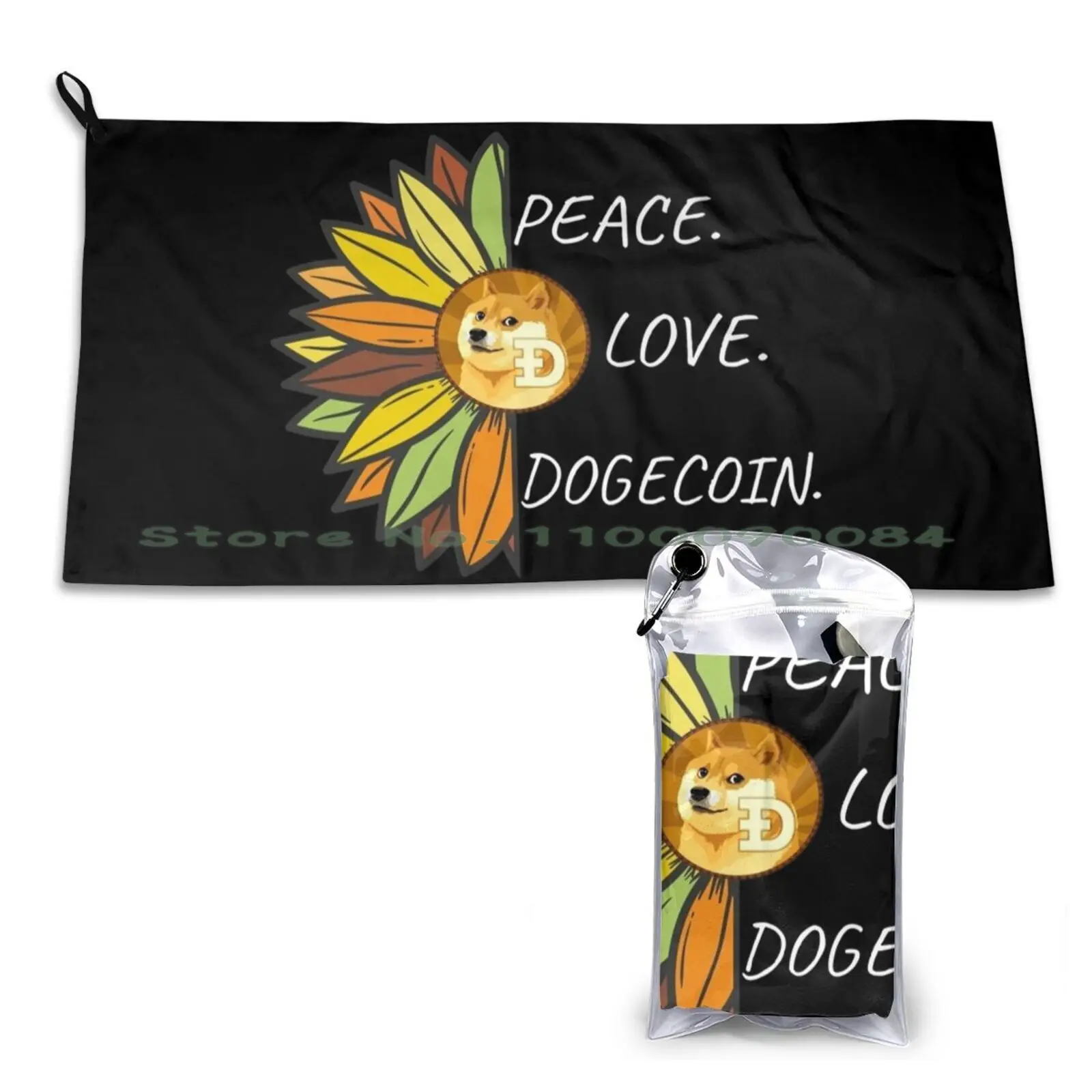 Peace. Love. Dogecoin. Quick Dry Towel Gym Sports Bath Portable Vald Horizontal Vertical Heuss Lenfoiré Koba La D Zola Jul