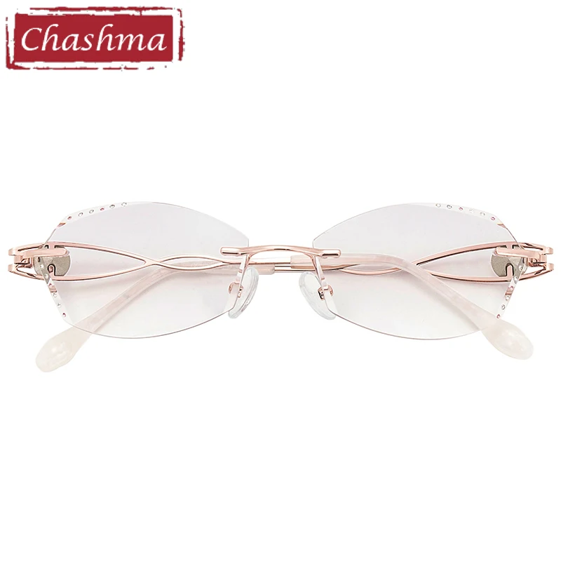 Chashma Female Frame Gray Red Colored Lenses Optical Gafas Women Titanium Super Light Eyeglasses Rimless Spectacles