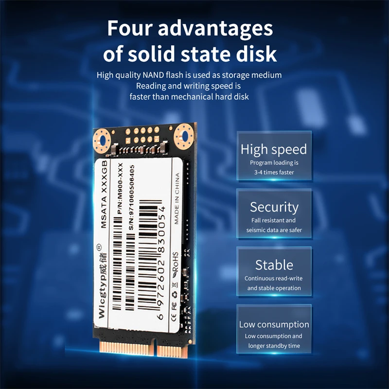 Unidades internas de estado sólido para ordenador portátil, MSATA SSD 128GB 256GB 512GB Ssd mSATA 1TB 2TB HD SSD, SATA3 msata