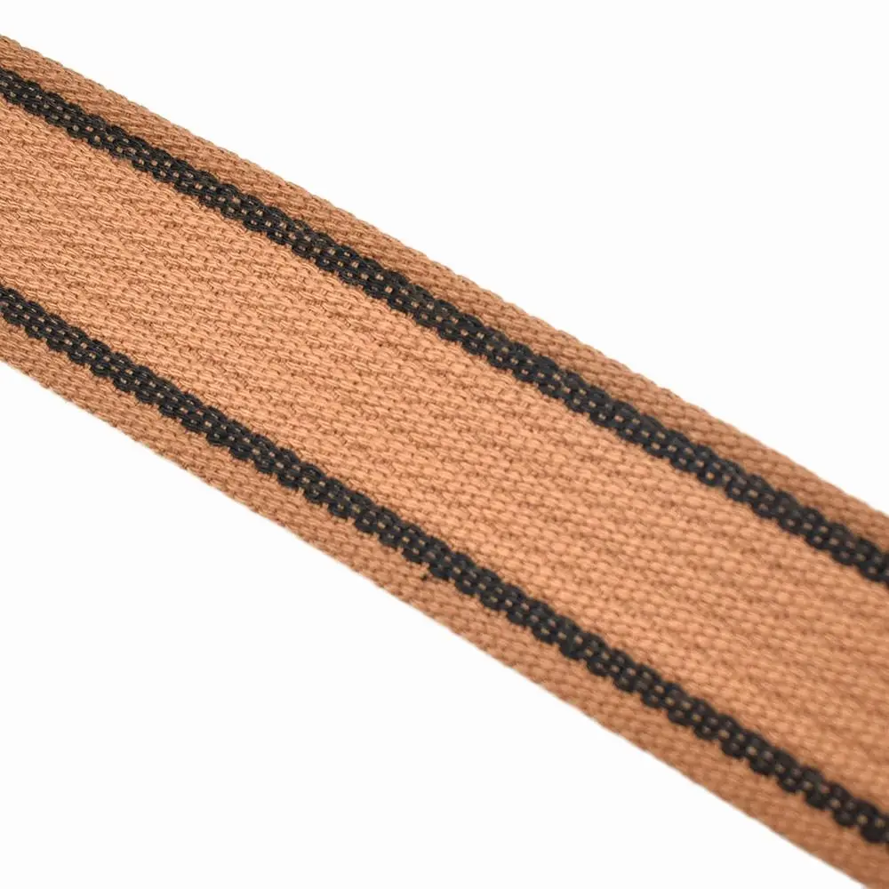 38mm Width Striped Webbing Brown Black Striped Webbing Heavy Duty Cotton Webbing Dog Collar Ribbon Purse Strap Bag Handle