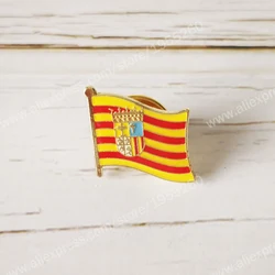 Aragon Flag Lapel Pins Spain Provincial Nationalities Region Brooch Crystal Epoxy  Metal Enamel Badge