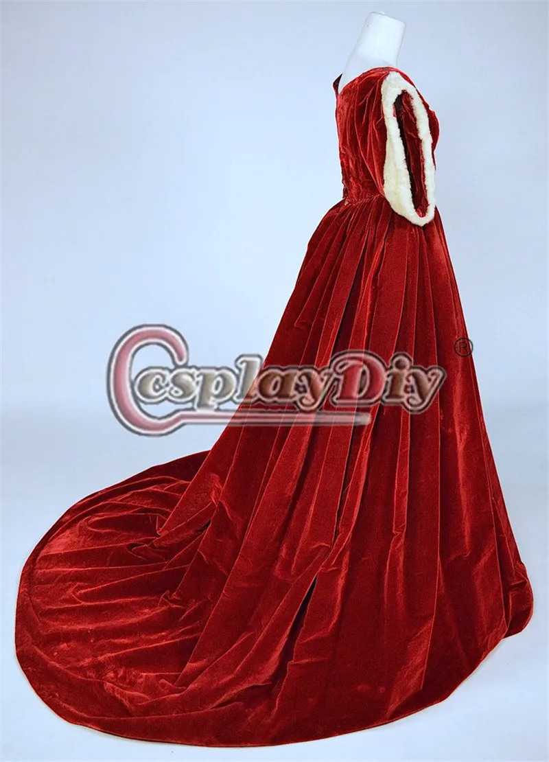 Cosplaydiy Debbie Reynolds' Studio Store Linda Darnell Cosplay Costume Victorian Women Velvet Red Ball Gown Dress L320