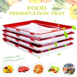 Durable Food Preservation Trays Creative Elastic Film Tray Keeping Food Fresh Container Dishwasher Freezer Safe Reusable Plates