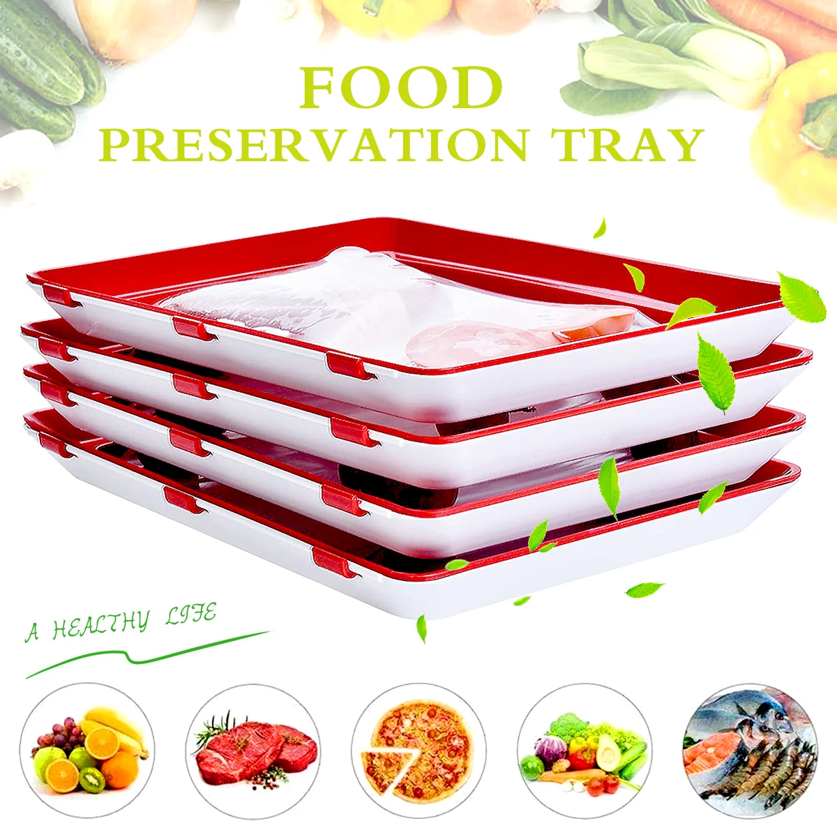 Durable Food Preservation Trays Creative Elastic Film Tray Keeping Food Fresh Container Dishwasher Freezer Safe Reusable Plates