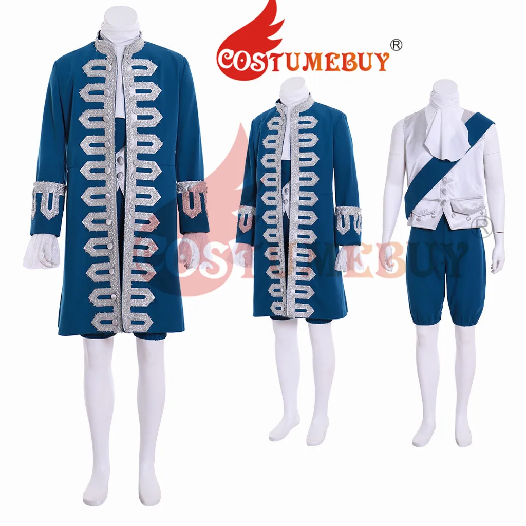 

CostumeBuy 18th Century Prince Cosplay Costume Edward Blue Suit Italian Renaissance Prince Outfit Rococo Mens Costume L920