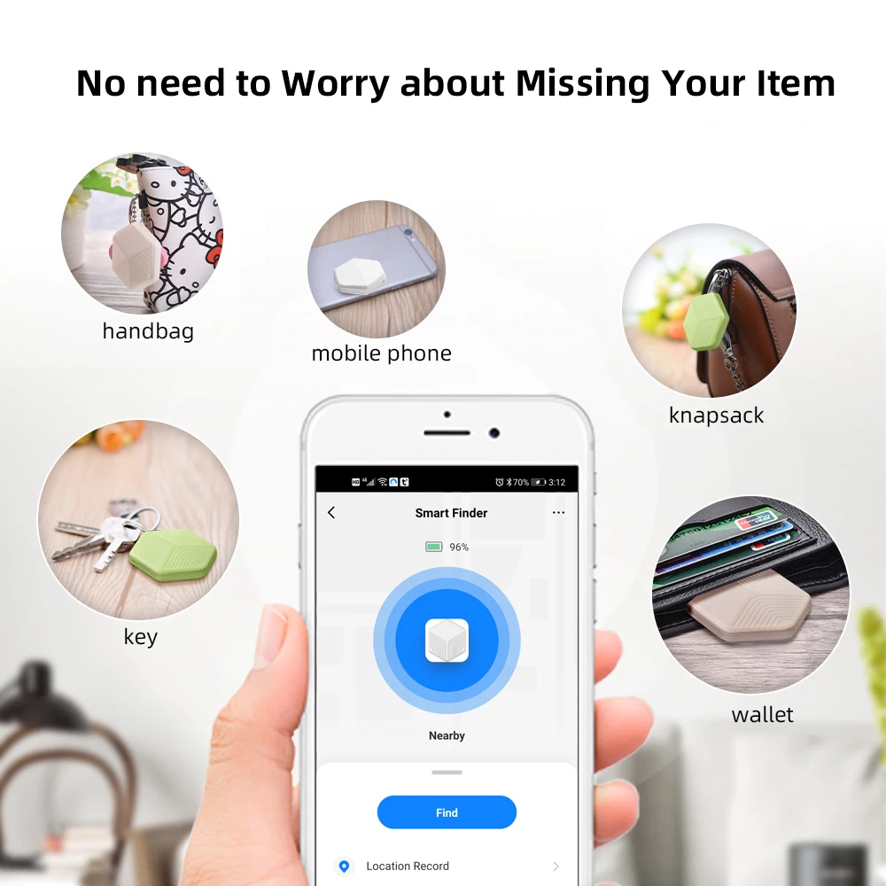 Tuya Smart Life Anti-Lost บลูทูธ Finder อุปกรณ์,โทรศัพท์มือถือสูญหาย,Bi-Directional Finder,แท็ก GPS Tracker แบตเตอรี่