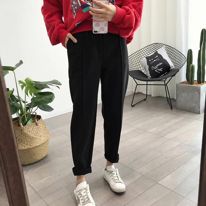 Winter Thicken Women Pencil Pants Wool Pants Female 2019 Autumn High Waist Loose Trousers Capris Good Fabric