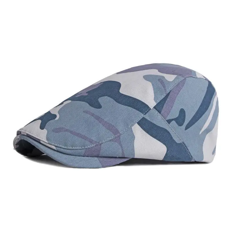 LDSLYJR 2021 Cotton Camouflage Print Newsboy Caps Flat Peaked Cap Men and Women Painter Beret Hats 36