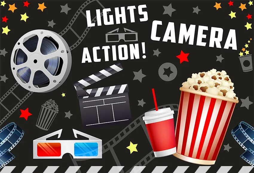 Avezano фон для фотосъемки, свет, камера, экшн-часы, фильм, черные вечерние фоны для фотостудии, декор для фотозоны, баннер