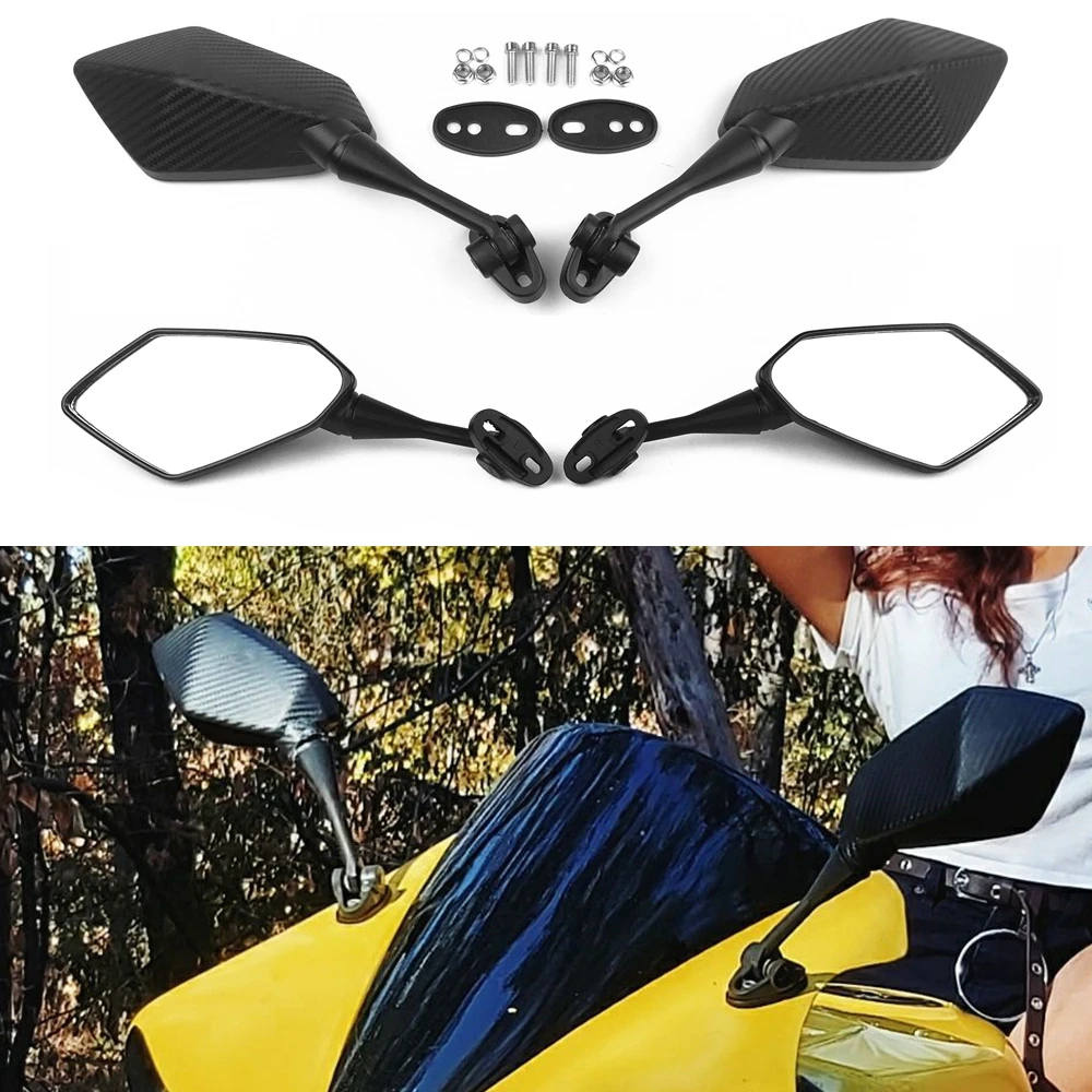 For Yamaha YZF R1 R6 R25 R15 R125 R3 R1S R1M FZ6R Mirrors Motorcycle Scooter Rear View Mirror Carbon Look Black