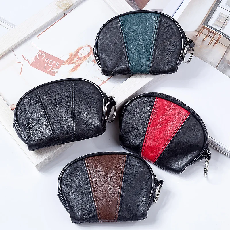 Coin Purse Men and Women Genuine Leather Small Wallet Spot Short Sheepskin Key Bag Zipper Coin Bag Leather Wallet Mixed Batch