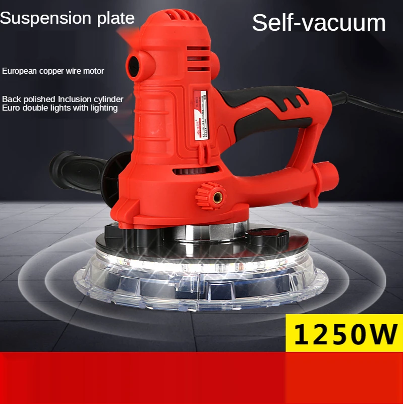 1250W Wall Grinder 6 Variable Speed Drywall Sander Portable LED Light With Vacuum Sandpaper Machine Wall Putty Polishing Machine