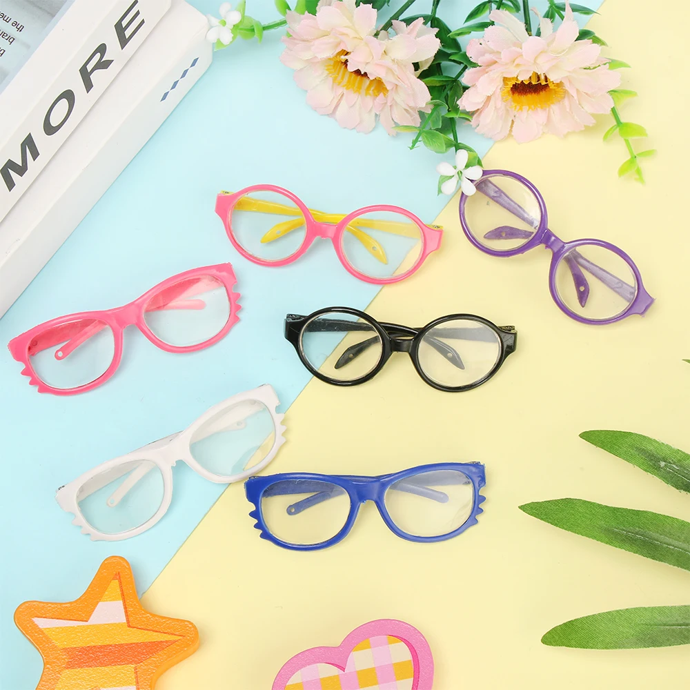 Fashion Cool Miniature Eyeglasses for 18 Inch Dolls Mini Colorful Doll Glasses Round Frame Eyewear Spectacles Toy Doll Eyeglass