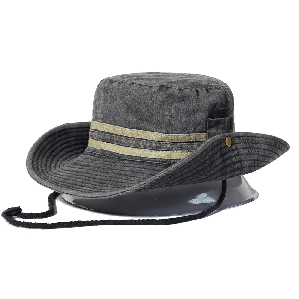 Sombrero de Sol de algodón para hombre y mujer, gorro de cubo de ala ancha para pesca, senderismo, Safari al aire libre, de verano